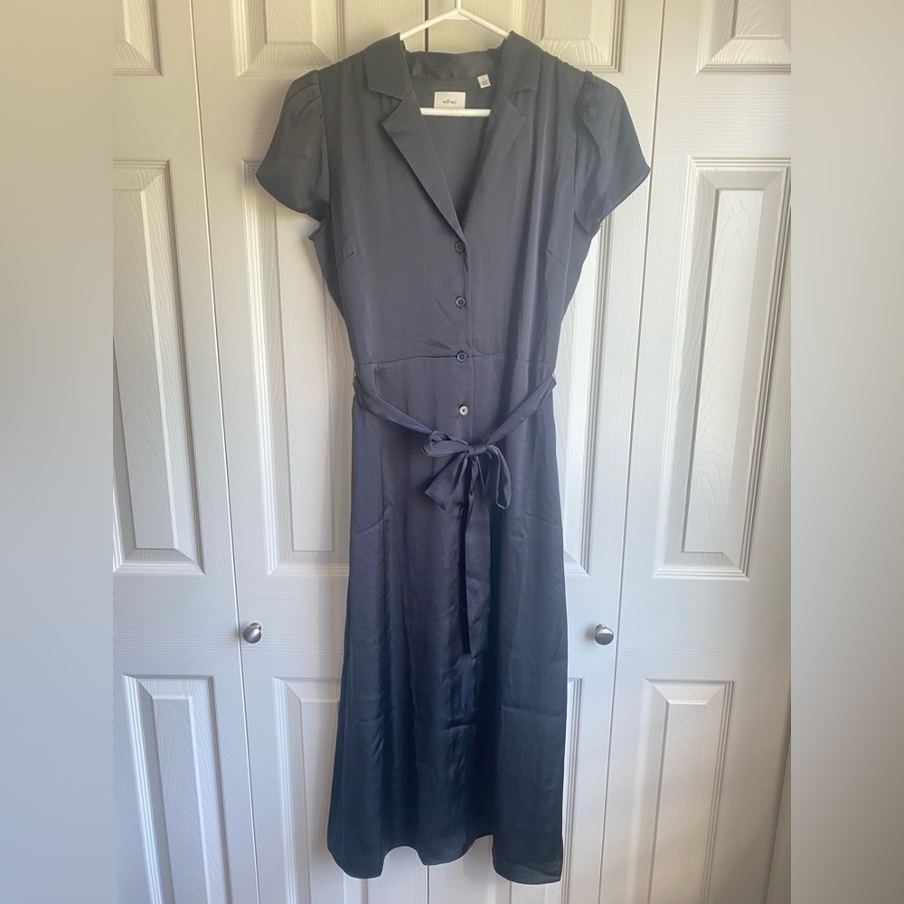 NEW Aritzia Wilfred Shirt Satin Button-up Shirt Dress - Picture 9 of 13